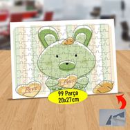 118 Kalpli Yeşil Paskalya Tavşanı 99 Parça Puzzle Yapboz Tablo