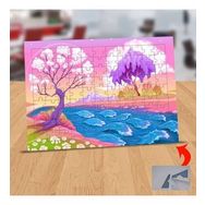 1196510 Pembe Ağaçlar Ve Nehir 99 Parça Puzzle Yapboz Tablo