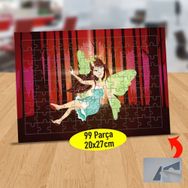 11F Yeşil Kanatlı Sevimli Peri Kızı 99 Parça Puzzle Yapboz Tablo