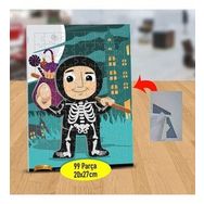 12 Halloween İskelet Kostümlü Adam 99 Parça Puzzle Yapboz Tablo
