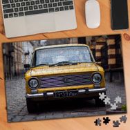 1245780 Sarı Eski Vintage Araba 240 Parça Puzzle Yapboz