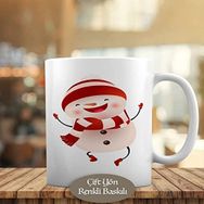 1262-16825 Sevinçli Şapkalı Kardan Adam Kupa Bardak