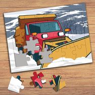 129111 Kar Küreme Aracı Çocuklara Özel Puzzle Yapboz Tablo