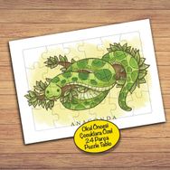 12PZ Daldaki Sevimli Yılan Çocuklara Özel Puzzle Yapboz Tablo