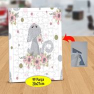 13051911 Sevimli Çiçekli Kedi 99 Parça Puzzle Yapboz Tablo