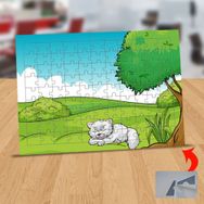 130816742 Ormanda Uyuyan Güzel Kedi 99 Parça Puzzle Yapboz Tablo