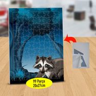 130823070 Gece Ormandaki Rakun 99 Parça Puzzle Yapboz Tablo