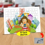 130824852 Arabadaki Şehir Çocukları 99 Parça Puzzle Yapboz Tablo
