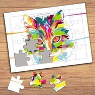 135493 Renkli Sevimli Kedicik Çocuklara Özel Puzzle Yapboz Tablo