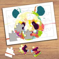 135608 Renkli Sevimli Panda Çocuklara Özel Puzzle Yapboz Tablo