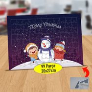 1366 Neşeli Kardan Adam Ve Çocuklar 99 Parça Puzzle Yapboz Tablo