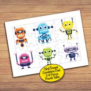 137PZ Sevimli Robotlar Çocuklara Özel Puzzle Yapboz Tablo