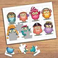 139014 Renkli Sevimli Baykuşlar Çocuklara Özel Puzzle Yapboz Tablo