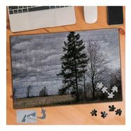 141 Bulutlu Gökyüzü Çam Ağaçları 240 Parça Puzzle Yapboz Tablo