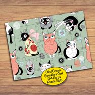 14331 Değişik Sevimli Kediler Çocuklara Özel Puzzle Yapboz Tablo