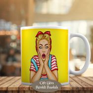 1441-311 Şaşkın Kadın Pop Art Kupa Bardak