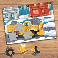 148921 Kar Küreme Aracı Çocuklara Özel Puzzle Yapboz Tablo