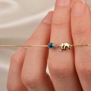 14k Altın Nazar Boncuklu Fil Bileklik