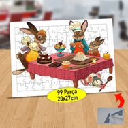 1535 Pasta Yapan Sevimli Tavşanlar 99 Parça Puzzle Yapboz Tablo