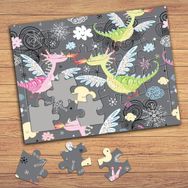 15836 Uçan Sevimli Ejderhalar Çocuklara Özel Puzzle Yapboz Tablo