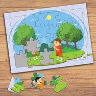 160167 Ormanda Neşeli Arkadaşlar Çocuklara Özel Puzzle Yapboz Tablo