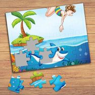 16306 Denizde Köpek Balığı Çocuklara Özel Puzzle Yapboz Tablo