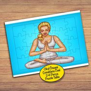 1661 Yoga Meditasyonu Yapan Kız 24 Parça Çocuklara Özel Yapboz Tablo