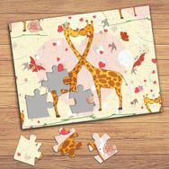 16828 Sevimli İki Zürafa Çocuklara Özel Puzzle Yapboz Tablo
