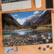 173 İki Dağ Arasında Göl Manzarası 240 Parça Puzzle Yapboz Tablo