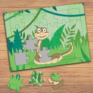 173956 Ormandaki Sevimli Yılan Çocuklara Özel Puzzle Yapboz Tablo