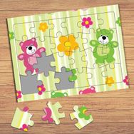 17559 Sevimli Ayıcık Ve Çiçekler Çocuklara Özel Puzzle Yapboz Tablo