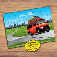 17906 Kırmızı Gezi Arabası Çocuklara Özel Puzzle Yapboz Tablo
