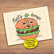 179PZ Gülümseyen Mutlu Hamburger Çocuklara Özel Puzzle Yapboz Tablo