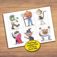 180PZ Cadılar Bayramı Temalı Çocuklara Özel Puzzle Yapboz Tablo