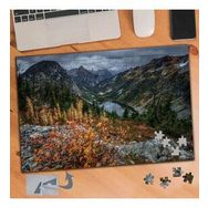 190 Sararmış Otlar Ve Dağ Manzarası 240 Parça Puzzle Yapboz Tablo