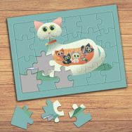 19243 Cartoon Cat Yavru Kedi Çocuklara Özel Puzzle Yapboz Tablo