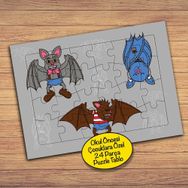 198PZ Sevimli Yaratık Yarasa Çocuklara Özel Puzzle Yapboz Tablo