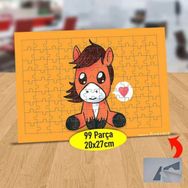 1E2657 Masum Bakışlı Kalpli Tay 99 Parça Puzzle Yapboz Tablo