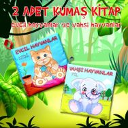 2 Kitap Tox Evcil Hayvanlar ve Vahşi Hayvanlar Kumaş Sessiz Kitap