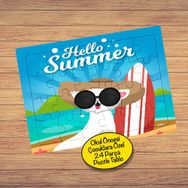 20 Hello Summer Yazılı Kedi 24 Parça Çocuklara Özel Yapboz Tablo