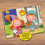20074 Hallowen Şeker mi Şaka mı Çocuklara Özel Puzzle Yapboz Tablo