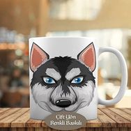 20152 Mavi Gözlü Sibirya Kurdu Husky Basılı Kupa Bardak