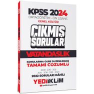 2024 KPSS Ortaöğretim Ön Lisans Genel Kültür Vatandaşlık Tamamı Çözümlü Çıkmış Sorular - Yediiklim Yayınları
