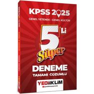 2025 KPSS Genel Yetenek Genel Kültür Tamamı Çözümlü Süper 5'li Deneme - Yediiklim Yayınları