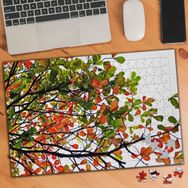2137221 Turuncu Yeşil Yapraklı Dallar 240 Parça Puzzle Yapboz