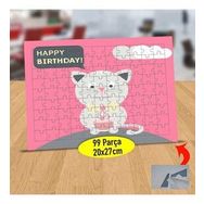 214 Happy Birthday Neşeli Kedicik 99 Parça Puzzle Yapboz Tablo