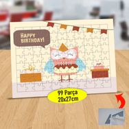 2147 Happy Birthday Partideki Baykuş 99 Parça Puzzle Yapboz Tablo