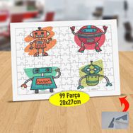2147728021 Renkli Sevimli Robotlar 99 Parça Puzzle Yapboz Tablo
