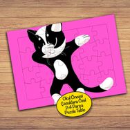 2147842678 Dabbing Dansçı Kedi Çocuklara Özel Puzzle Yapboz Tablo