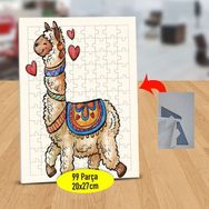2147866867 Sevgi Dolu Sevimli Lama 99 Parça Puzzle Yapboz Tablo
